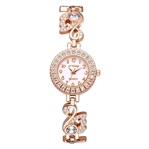 OIDEA Damen Armbanduhr Zwergschwan mit Strass: Rosegold Dünne Damenuhr Analog Quarz mit Arabischer Zifferblatt Geschenk für Frauen Freundin von OIDEA