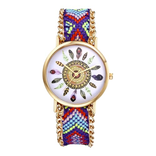 OIDEA Damen Armbanduhr mit Geflochtener Armband: Feder Muster Damenuhr Boho Stil Hippie Analog Quarz mit Arabischer Zifferblatt Geschenk für Frauen Freundin Mädchen OIDEA Damen Armbanduhr mit Geflochtener Armband: Feder Muster Damenuhr Boho Stil Hippie Analog Quarz mit Arabischer Zifferblatt Geschenk für Frauen Freundin Mädchen von OIDEA