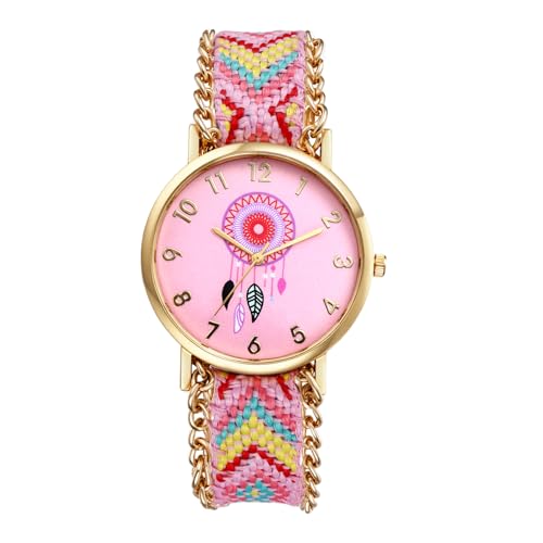 OIDEA Damen Armbanduhr mit Geflochtener Armband: Pink Rosa Damenuhr Boho Stil Hippie Analog Quarz mit Arabischer Zifferblatt Geschenk für Frauen Freundin Mädchen OIDEA Damen Armbanduhr mit Geflochtener Armband: Pink Rosa Damenuhr Boho Stil Hippie Analog Quarz mit Arabischer Zifferblatt Geschenk für Frauen Freundin Mädchen von OIDEA