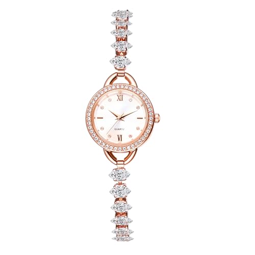 OIDEA Damen Armbanduhr mit Strass Schmale: Rosegold Quarz Analog Damenuhr mit Diamant Römischen Zifferblatt Dünnes Band Elegant Geschenk für Frauen Mutter Familie Freundin von OIDEA