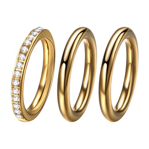 OIDEA Damen Gold Ring Set: 18K vergoldete Stapelringe aus Edelstahl mit funkelndem Zirkonia, Elegante Damenversprechen Ringe, Geschenk für Valentinstag & besondere Anlässe Größe 52 OIDEA Damen Gold Ring Set: 18K vergoldete Stapelringe aus Edelstahl mit funkelndem Zirkonia, Elegante Damenversprechen Ringe, Geschenk für Valentinstag & besondere Anlässe Größe 52 von OIDEA