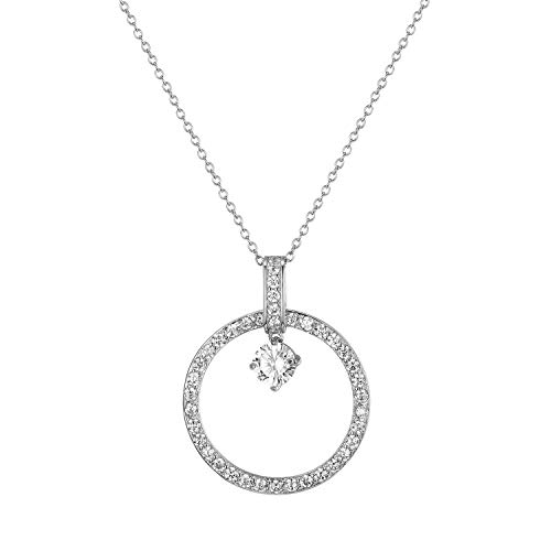 OIDEA Damen Halskette mit Zirkonia Kreis aus Silber 925: Elegant Kette mit Zirkonia Runder Form Anhänger 925 Sterling Silber Damen Halsschmuck Schmuck Geschenk für Frauen Mädchen von OIDEA