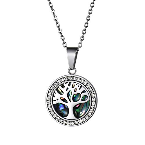 OIDEA Damen Halskette Lebensbaum Edelstahl: Charme einfache emotionale Angst Zirkon Baum des Lebens Anhänger Hochzeitstag Geschenk Frauen Mädchen Geburtstag Frauentag Muttertag von OIDEA