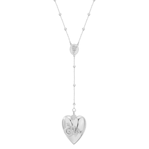 OIDEA Damen Halskette Rosenkranz Herz: Silber Y Kette aus Edelstahl mit Liebesurne Öffenbar Lana Del Rey Anhänger elegant LDR Design Schmuck Geschenk für Frauen Freundin Schwester von OIDEA