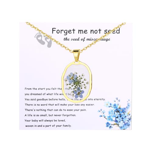 OIDEA Damen Halskette mit Blumen Anhänger: Gold Kette mit Ovaler Anhänger Elegant Erinnerungskette Schmuck Geschenk für Fehlgeburt (mit Karte und Box) von OIDEA