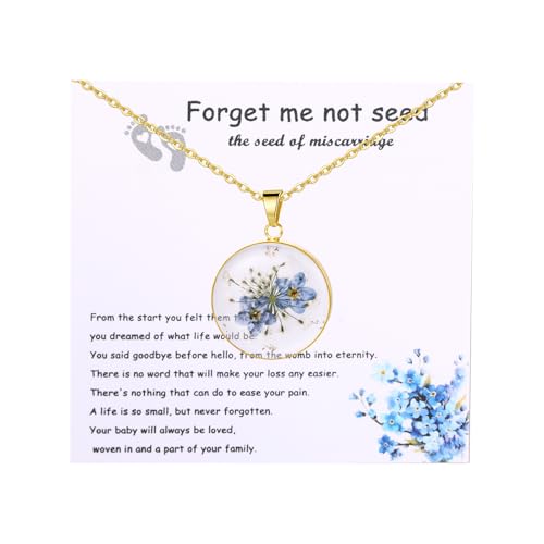 OIDEA Damen Halskette mit Blumen Anhänger: Gold Kette mit Runder Anhänger Elegant Erinnerungskette Schmuck Geschenk für Fehlgeburt (mit Karte und Box) von OIDEA