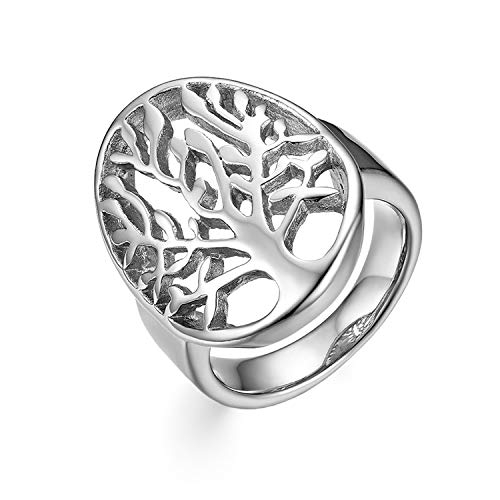 OIDEA Damen Herren Edelstahl Lebensbaum Hochzeitsringe Band Ring silber Ringgröße 54 (17.2) von OIDEA