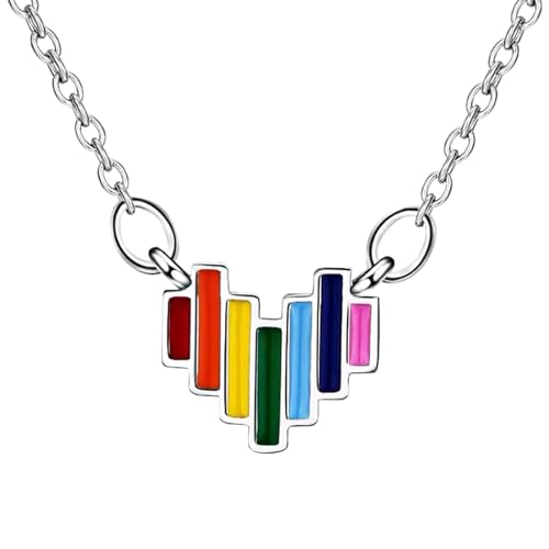 OIDEA Damen LGBT Herz Halskette: Regenbogen Pride Kette Edelstahl Gay Pride Schmuck Geschenk für Frauen Freundin lesbisch Geburstag Jahrestag von OIDEA