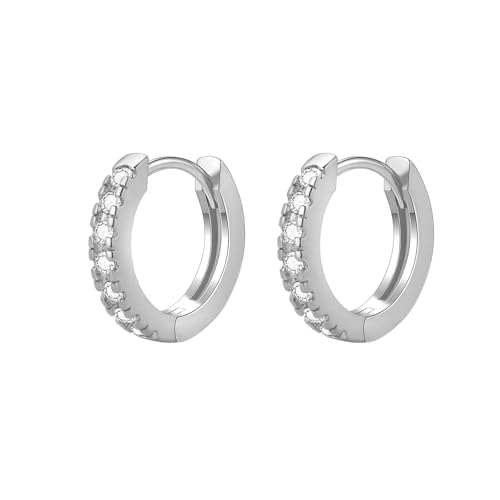 OIDEA Damen Ohrringe Creolen mit Zirkonia: 18 mm breit 925 Silber Ohrstecker Creolen aus Kupfer in Silber Ohrschmuck Geburtstag Geschenk für Frauen Freundin von OIDEA