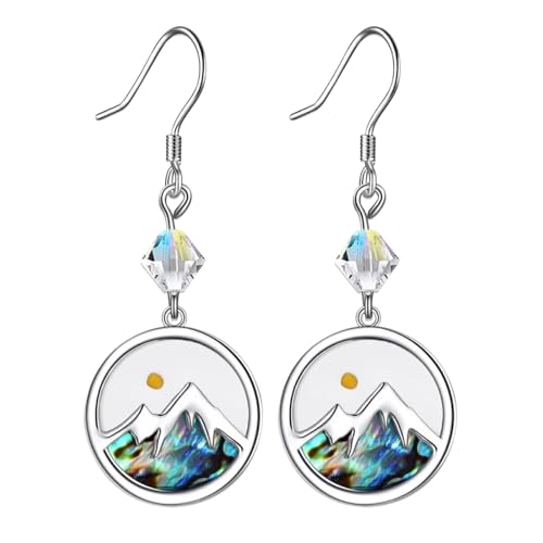 OIDEA Damen Ohrringe Gebirge Ohrhänger: Silber 1 Paar Gebirge Anhänger aus Edelstahl & bunt Abalone Schalen Mode Schmuck Geschenk für Frauen Freundin Schwester von OIDEA