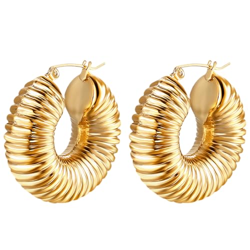 OIDEA Damen Ohrringe Hörnchen Creolen: Gold Croissants Hohle Dicke Creolen Runde Ohrringe Schmuck Geschenk für Frauen Freundin Mutter Mädchen von OIDEA
