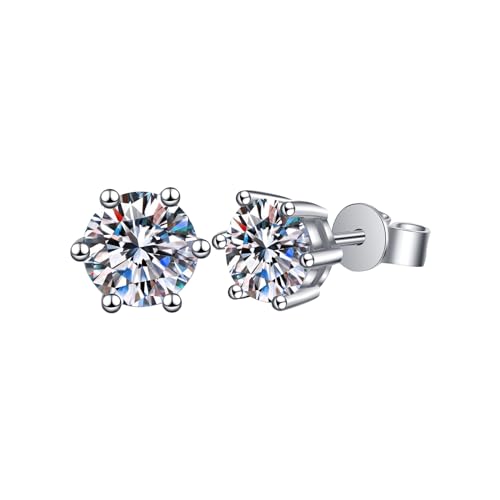 OIDEA Damen Ohrringe Moissanite Ohrstecker: 1 Karat Moissanite Diamant Piercing 925 Sterling Silber VVS1 D Farbe Verlobung Hochzeit Geburtstag Muttertag Geschenk für Frauen oder Mutter von OIDEA