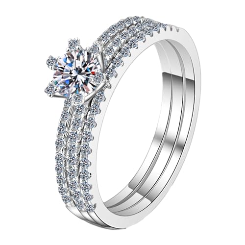 OIDEA Damen Ring Moissanite Verlobungsring: 1 Karat Moissanite Diamant Promise Ring 925 Sterling Silber VVS1 D Farbe Verlobung Hochzeit Geschenk für Frauen oder Mutter Größe 57 von OIDEA