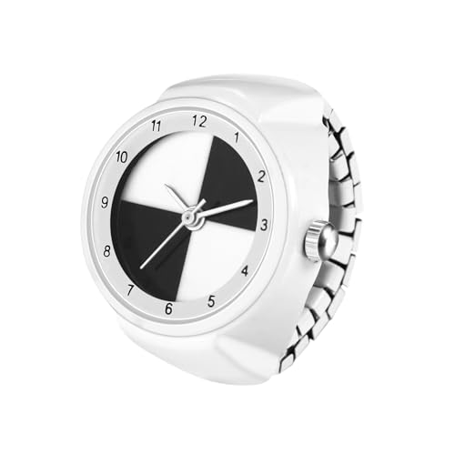 OIDEA Damen Ringuhr elastischer Band: Weiß Retro Damenuhr Analog Quarz mit Arabischer Zifferblatt Geschenk für Frauen Freundin von OIDEA