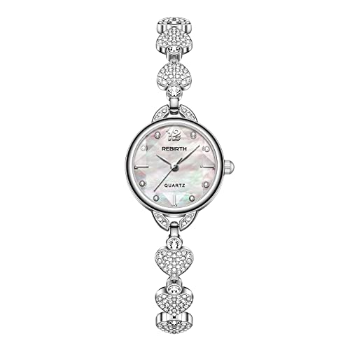 OIDEA Damen Uhren Armbanduhr mit Strass: Silber Uhr Analog Quarz Edelstahl mit Rund Zifferblatt Elegant Herz Strasssteine Geschenk für Frauen Freundin Schwester von OIDEA