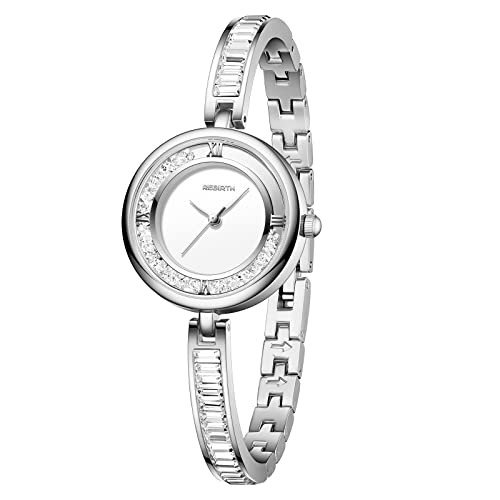 OIDEA Damen Uhren Kristall Armbanduhr: Silber Strass Armbanduhr Elegant Analog Quarz Damenuhr aus Edelstahl Verstellbar Wasserdicht Geschenk für Frauen Freundin Schwester Mutter von OIDEA