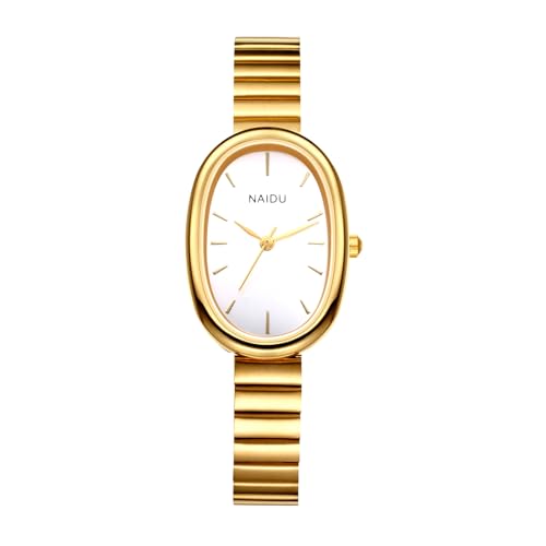 OIDEA Damen Uhren Oval Armbanduhr: Gold Armbanduhr Elegant Analog Quarz Damenuhr Edelstahl mit Strichskala Zifferblatt Verstellbar Wasserdicht Geschenk für Frauen Freundin Schwester Mutter von OIDEA