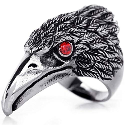 OIDEA Herren Falke Adler Ring: Biker Siegelring Edelstahl Schmuck Geschenk für Männer Vater Freund Engagement Ehering Schwarz Silber Ringgrößen 62 (19.7) von OIDEA