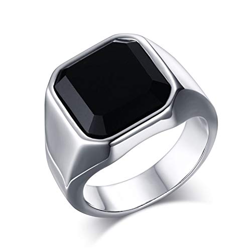 OIDEA Herren Ring Achat Schwarz: Vintage Siegelring Stein Biker Rock Edelstahlring Viking Herrenring Wikinger Schmuck Geschenk für Männer Frauen Unisex Größe 57 von OIDEA