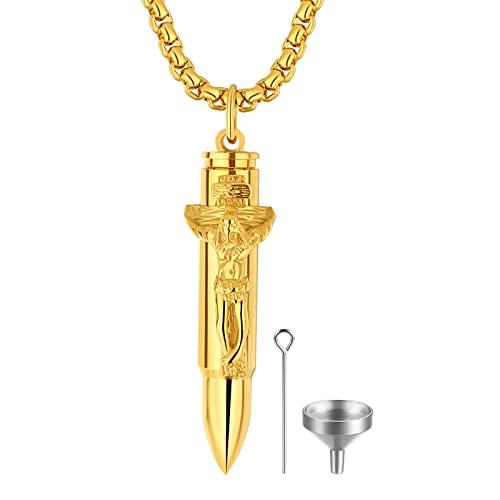 OIDEA Halskette Herren Patrone Hülse mit Jesus als Pillendose, 22 Inch Weisenkette Gotik Stil, Gold von OIDEA