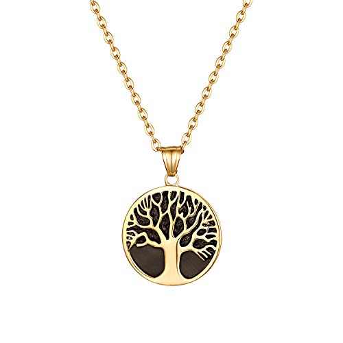 OIDEA Herren Lebensbaum Halskette, Baum des Lebens Anhänger mit O Kette Männer, Gold von OIDEA