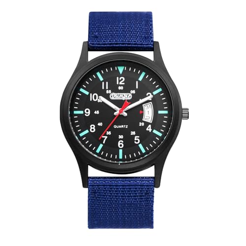 OIDEA Herren Armbanduhr Militär Uhr: Blau Nylon Band mit Arabischen Schwarz Zifferblatt Datum Analog Quarz Uhren Armee Taktische Sportuhr Geschenk für Männer Vater Familie Freund OIDEA Herren Armbanduhr Militär Uhr: Blau Nylon Band mit Arabischen Schwarz Zifferblatt Datum Analog Quarz Uhren Armee Taktische Sportuhr Geschenk für Männer Vater Familie Freund von OIDEA