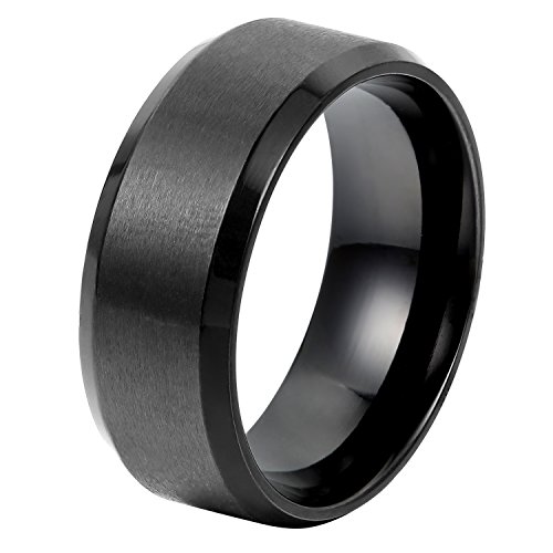 OIDEA Herren Edelstahl Ring mit personalisiert Gravur, 8mm Retro Polished Schwarz Verlobungsringe Trauringe (Ohne Gravur, 54(17.2)) von OIDEA