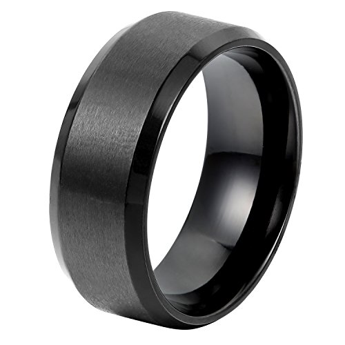 OIDEA Herren Edelstahl Ring mit personalisiert Gravur, 8mm Retro Polished Schwarz Verlobungsringe Trauringe (Mit Gravur, 66(21.3)) von OIDEA