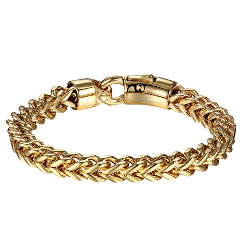 OIDEA Herren Armband Gold Armkette: Kordelkette aus Edelstahl Gliederkette Link Handgelenk poliert Kettenarmband Punk Rock Biker Armreif Geburtstag Feiertag Geschenk für Familie Freund Junge von OIDEA