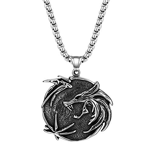 OIDEA Herren Halskette, Gothic Drachen Kreis Anhänger Edelstahl, 56 cm Silber OIDEA Herren Halskette, Gothic Drachen Kreis Anhänger Edelstahl, 56 cm Silber von OIDEA