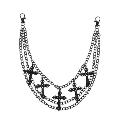 OIDEA Herren Hose Kette Gothic: Jean Brieftasche Kette Schwarz Hip Pop Punk Rock Geldbörsenkette Schlüsselkette Hosenkette für Männer von OIDEA