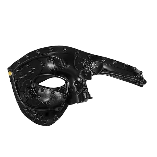 OIDEA Herren Karneval Maske Halbmaske: Steampunk Metall Roboter Venedig Karnevalsmaske für Halloween und Maskenbälle Festliches Gesichtsmaske Kostüm in Schwarz für Partys von OIDEA