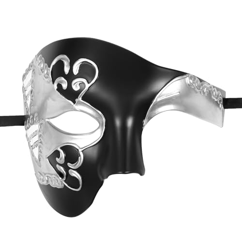 OIDEA Herren Karneval Maske Halbmaske: Vintage Italienische Venedig Maske für Halloween und Maskenbälle, Phantom der Oper Phantommaske in Schwarz für Partys von OIDEA