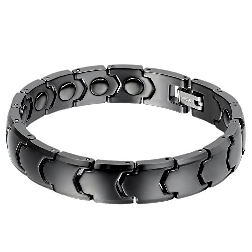 OIDEA Herren Armband Gliederkette aus Keramik: 11mm breit schwarz Glieder Link Handgelenk poliert Gesundheit Armkette Armreif Armschmuck Handgelenk Schmuck Geschenk für Männer Jungen von OIDEA