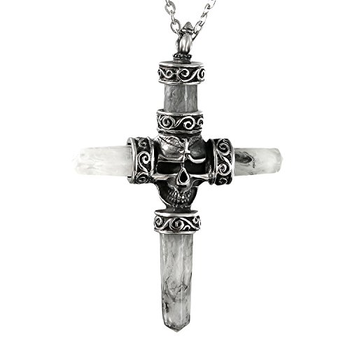 OIDEA Herren Kreuz Halskette mit Schädel: RetroTotenkopf Vintage Skull Kreuuzanhänger aus Edelstahl Harz Kettenanhänger 55 cm O Kette Schmuck Geschenk für Männer Jungs von OIDEA