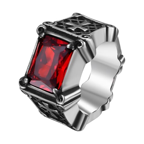 OIDEA Herren Kreuzring mit rotem Onyx: Rechteckiger Onyx-Steinring Kreuz Siegelring aus Edelstahl Rittergothik Geschenk für den Geliebten oder Vater Größe 62 OIDEA Herren Kreuzring mit rotem Onyx: Rechteckiger Onyx-Steinring Kreuz Siegelring aus Edelstahl Rittergothik Geschenk für den Geliebten oder Vater Größe 62 von OIDEA
