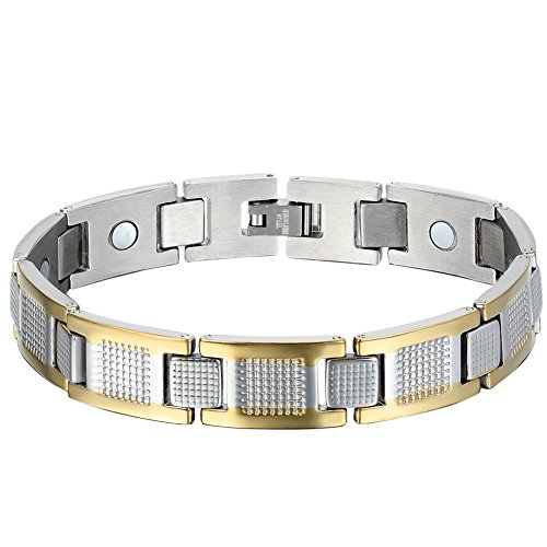 OIDEA Herren Magnet Armband Gliederkette: 12mm breit Glieder Link Armkette aus Edelstahl Gesundheit Magnetarmband Handgelenk Armreif Armschmuck Silber Gold Geschenk für Männer Junge von OIDEA