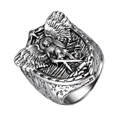 OIDEA Herren Ring Michael Siegelring: Heiliger Schild Ritterring aus Edelstahl Vintage Ritter Biker katholischer Schutzring Schmuck Geschenk für Männer Freund Größe 65 (20.7) von OIDEA
