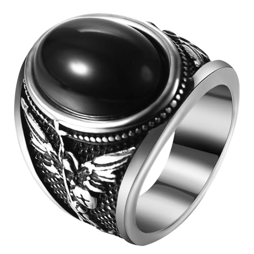 OIDEA Herren Ring St. Michael Obsidian: Oval Obsidian Stein Siegelring Edelstahl Retro Bandring Christlich Herrenring Schmuck Vintage Geschenk für Männer Junge Größe 69 OIDEA Herren Ring St. Michael Obsidian: Oval Obsidian Stein Siegelring Edelstahl Retro Bandring Christlich Herrenring Schmuck Vintage Geschenk für Männer Junge Größe 69 von OIDEA