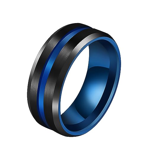 OIDEA Herren Ring Verlohbungsring Schwarz Blau: Klassisch Modern Hochzeitsring Partnerringe für Männer Geschenk in Weihnachtstag Valentingstag Größe 62 (19.7) von OIDEA