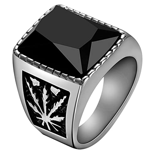 OIDEA Herren Siegelring Edelstahl Strass: Silber Vintage Fingerring Bandring Breit Punk Rock Hiphop Stil Freundschaftsring Größe 71（22.6） von OIDEA