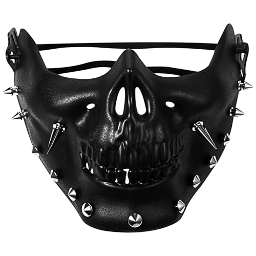 OIDEA Herren Steampunk Totenkopf Maske: Punk Braun Skull Schädel Maske Cosplay Accessoire Gothic Venezianische Hip Pop Pu Leder Halbmaske für Männer Faschingsparty Ostern Karneval von OIDEA