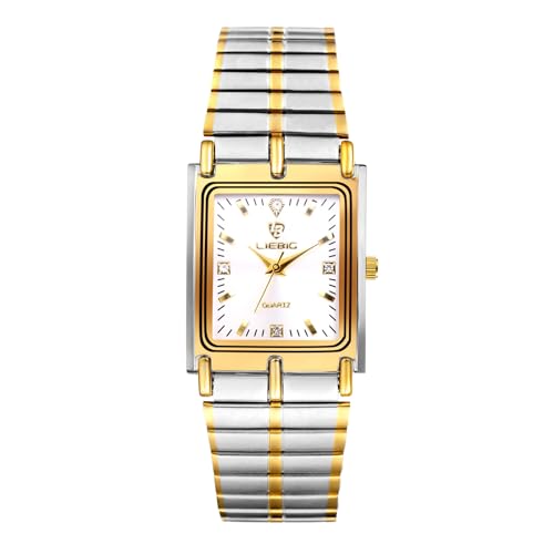 OIDEA Herren Uhren Quadratisch Armbanduhr: Silber Paar Armband Uhr Analog Quarz Edelstahl Wasserdicht mit Strasssteine Zifferblatt Geschenke für Männer Freund Bruder Vater von OIDEA