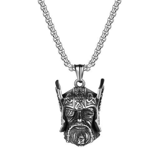 OIDEA Herren Wikinger Odin Halskette: Retro Kette mit Glocken Anhänger aus Edelstahl Weizenkette Silber Geeignet als Geschenk für Männer in Weihnachtstag von OIDEA