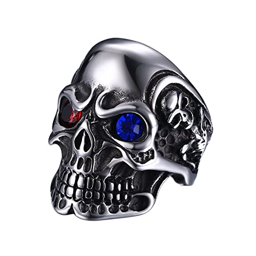 OIDEA Herrn/Damen Ringe Rot mit Skull-Persönlichkeit aus hochwertige Edelstahl Totenkopf Gotik Punk Rock Stil 54(17.2) von OIDEA