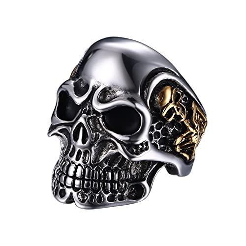 OIDEA Herrn/Damen Ringe Schwarz mit Skull-Persönlichkeit aus hochwertige Edelstahl Totenkopf Gotik Punk Rock Stil 62 (19.7) von OIDEA