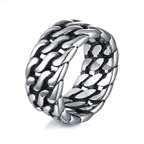 OIDEA Keltischer Knoten Herren Ring, poliert Cool Damen Cuban Ringe, Panzerkette Bandring in Silber Größe 54 (17.2) von OIDEA