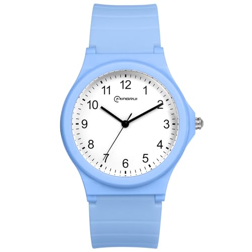 OIDEA Kinderuhr Analog Silikon Armbanduhr: Himmelblau Analog Quarz 10m wasserdichte Uhr mit Silikon Armband Geschenk für Mädchen Junge Sohn Tochter Freund Kinder von OIDEA
