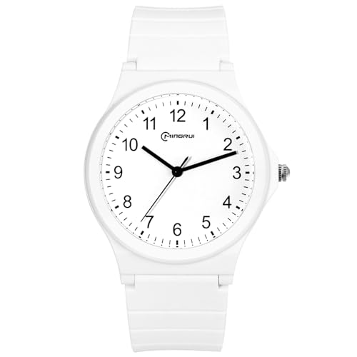 OIDEA Kinderuhr Analog Silikon Armbanduhr: Weiß Analog Quarz 10m wasserdichte Uhr mit Silikon Armband Geschenk für Mädchen Junge Sohn Tochter Freund Kinder von OIDEA
