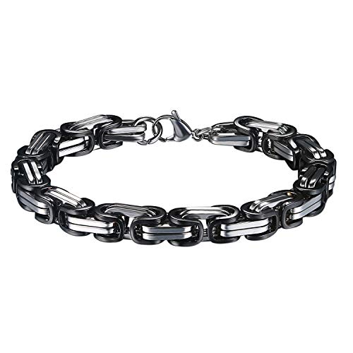 OIDEA Königskette Armband für Herren Edelstahl Herrenarmband Armreif Charmsarmband Armreif Armschmuck Armkette Schwarz Königsarmband Herrenarmband Byzantinischem Geschenk für Männer von OIDEA